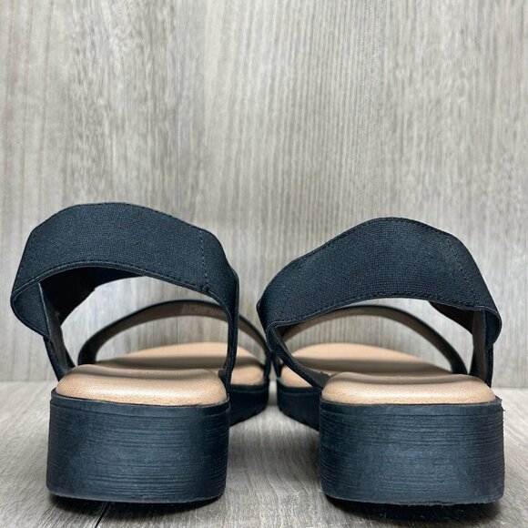Kensie Everlee Sandals Womens Sz 8.5M Elastic Straps Open Toe Summer Wedge Black - Picture 5 of 12